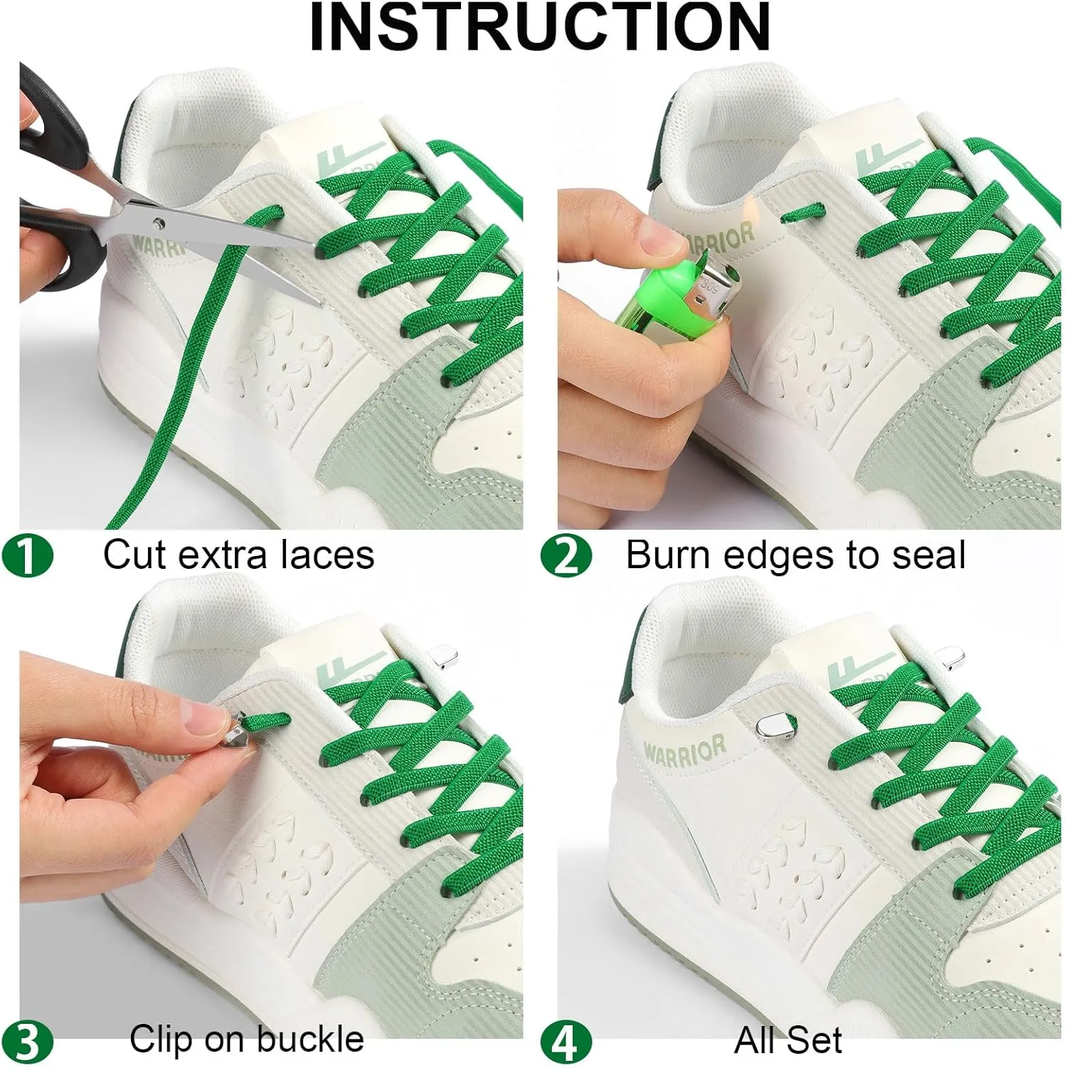 2 Pairs Elastic Tieless Shoe Laces for Sneakers, No Tie Shoelaces for Adults and Kids