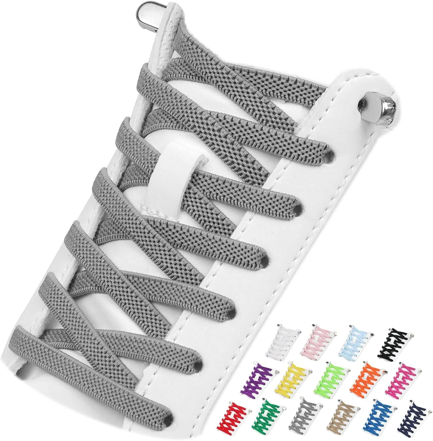 2 Pairs Elastic Tieless Shoe Laces for Sneakers, No Tie Shoelaces for Adults and Kids