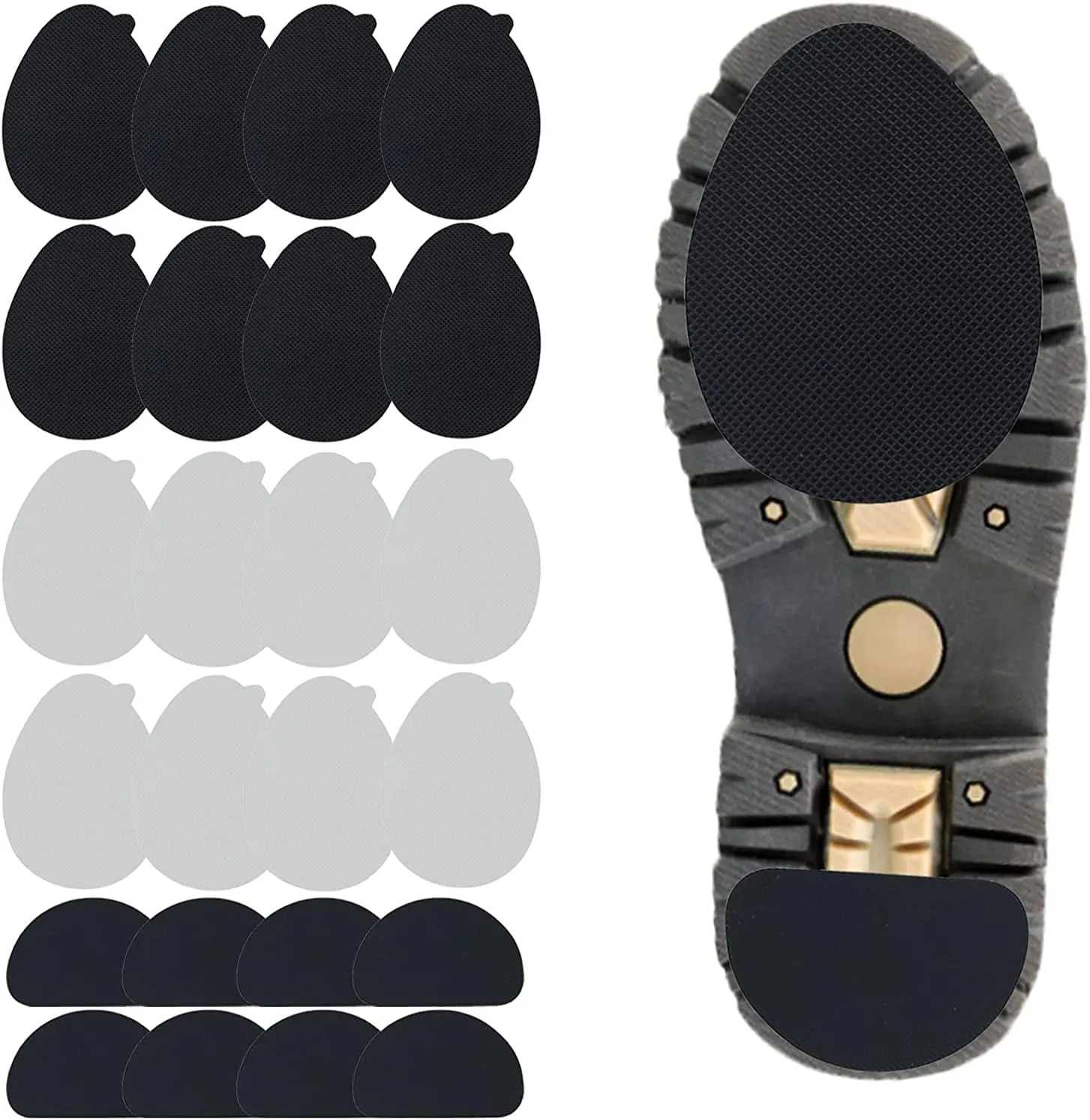 24 Pcs 12 Pairs Non-Slip Shoe Pads, Self-Adhesive Anti-Slip Sole Sticker, Noise Reduction Shoes Cushion Anti-Shedding Resistant Rubber Sole Protector
