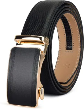 28"-68" Men's Leather Ratchet Dress Belt Big And Tall With Automatic Buckle