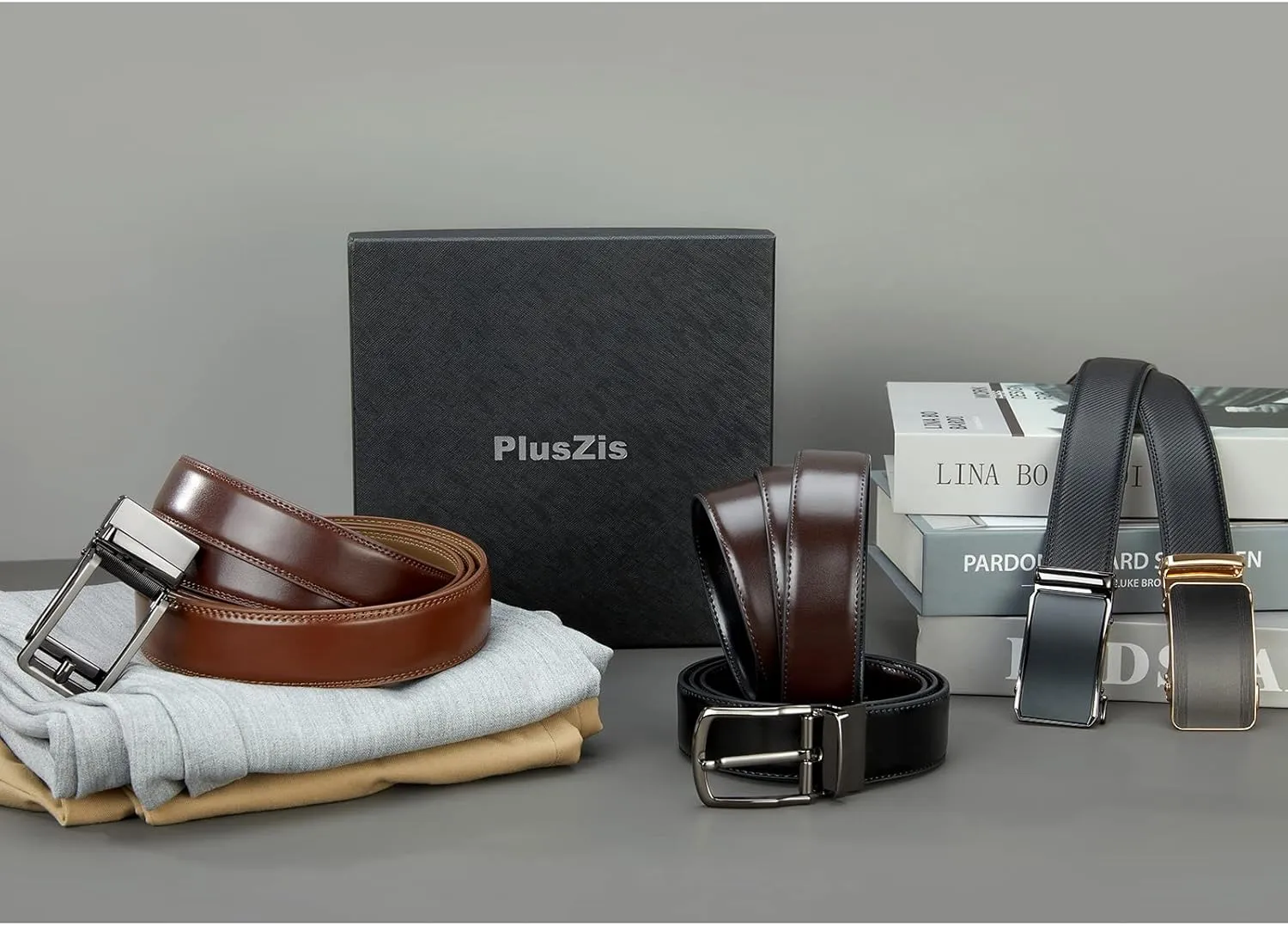 28"-68" Men's Leather Ratchet Dress Belt Big And Tall With Automatic Buckle