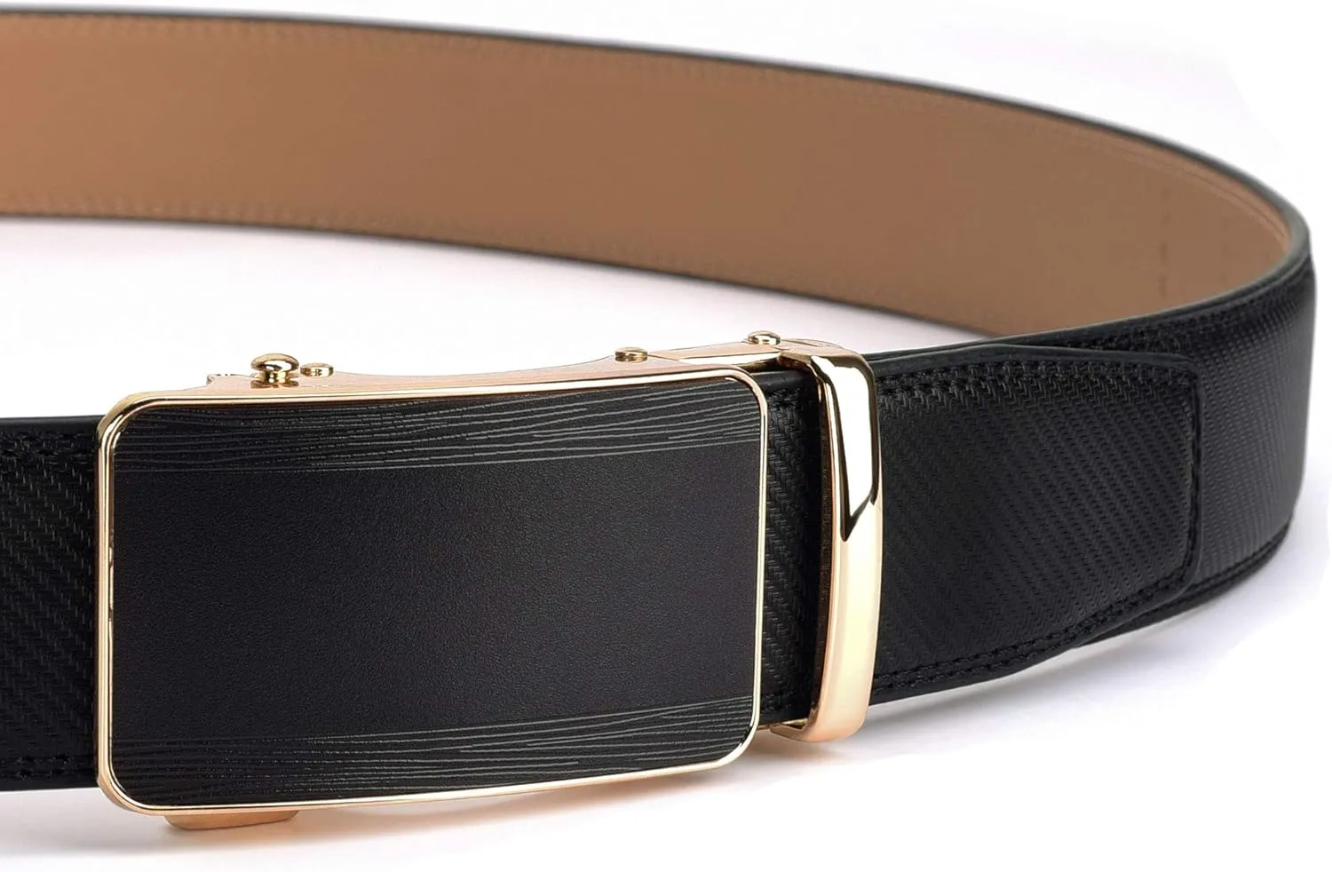 28"-68" Men's Leather Ratchet Dress Belt Big And Tall With Automatic Buckle