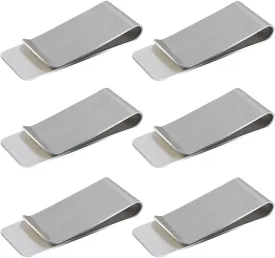 6 Pack Stainless Steel Money Clip Metal Wallet Clip for Men Men's Slim Cash Clip Small Money Clips for Cash and Credit Card Holder Metal Money Clips Minimalist Front Pocket Wallet Clip (Silver)