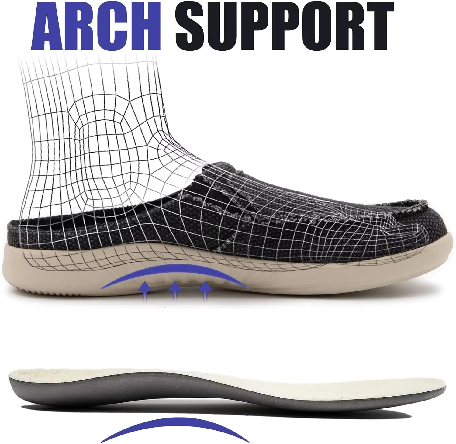 ADAX Men's Plantar Fasciitis & Pain Relief Orthotic Slippers with Arch Support (Size:US 7-US 14)