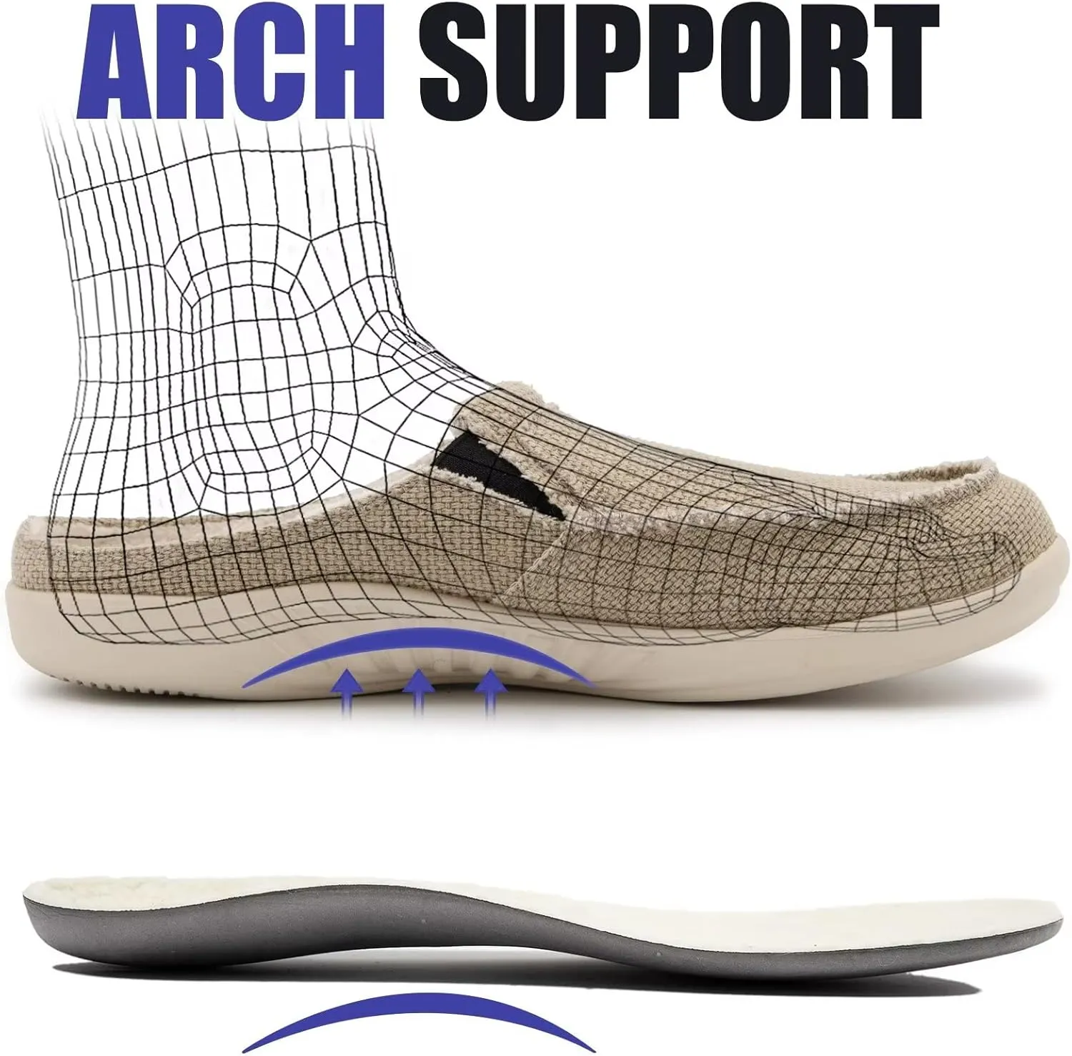 ADAX Men's Plantar Fasciitis & Pain Relief Orthotic Slippers with Arch Support (Size:US 7-US 14)