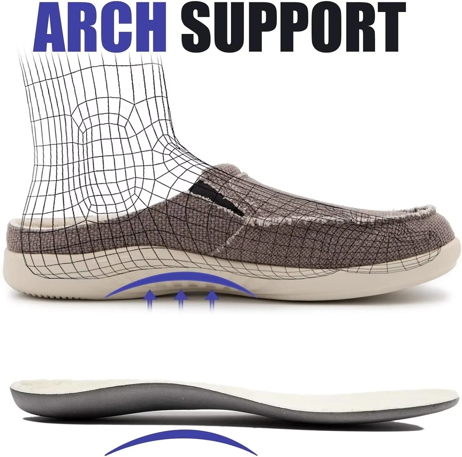 ADAX Men's Plantar Fasciitis & Pain Relief Orthotic Slippers with Arch Support (Size:US 7-US 14)