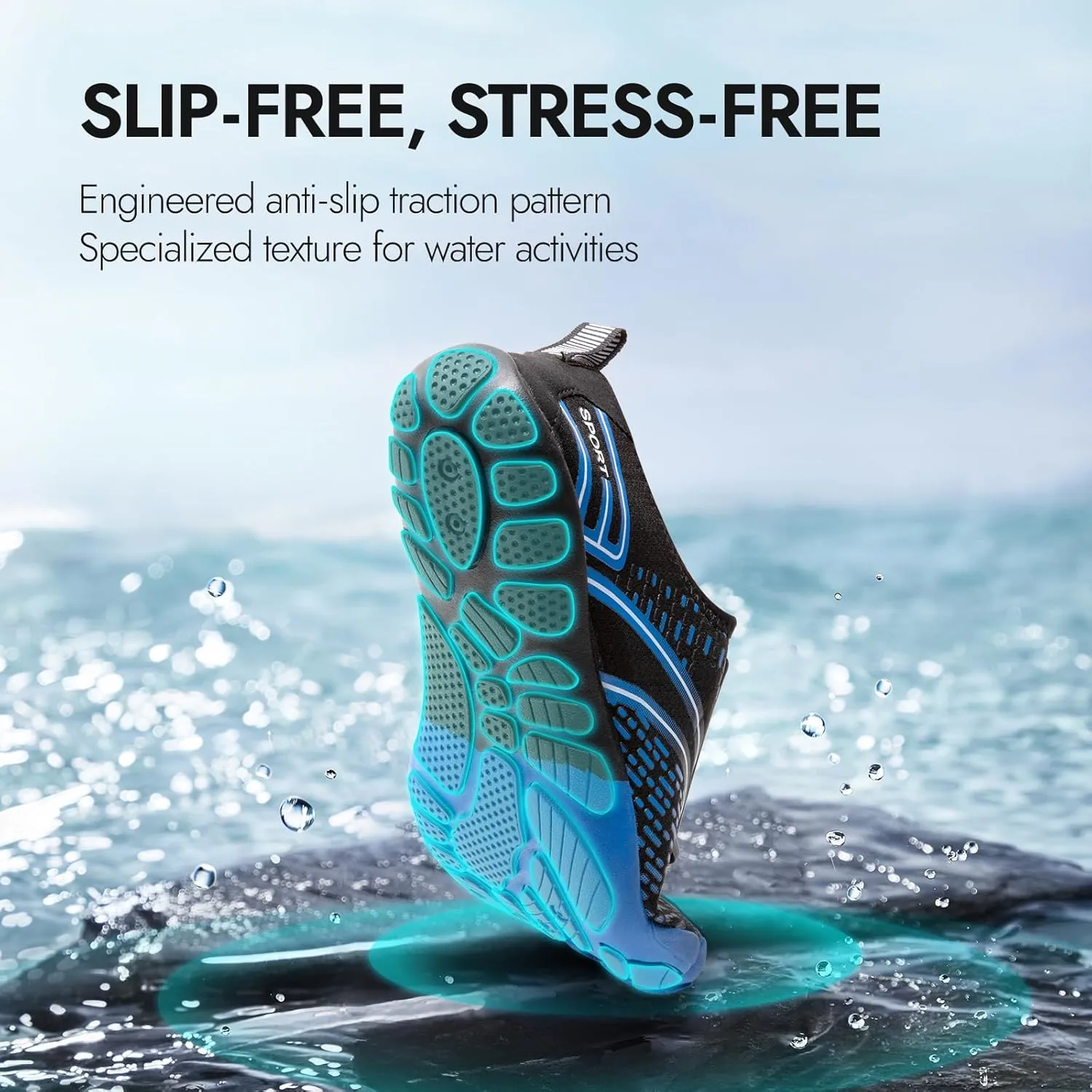 ATHMILE Hiking Barefoot Water Shoes for Women Men Beach Swim Aqua Pool River Quick Dry Athletic Wide Toe Outdoor Sport Kayaking Boating Rock Climbing Yoga Lake
