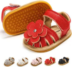 Babelvit Infant Baby Girl Boy Sandals Comfort Premium Summer Outdoor Casual Beach Shoes with Flower Bowknot Anti Slip Rubber Sole Newborn Toddler Prewalker First Walking Shoes