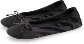 BCTEX COLL Women's Ballerina House Slippers with Bow, Ladies Satin Bedroom Slipper with Suede Sole Indoor