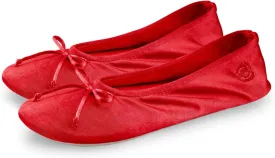 BCTEX COLL Women's Ballerina House Slippers with Bow, Ladies Satin Bedroom Slipper with Suede Sole Indoor