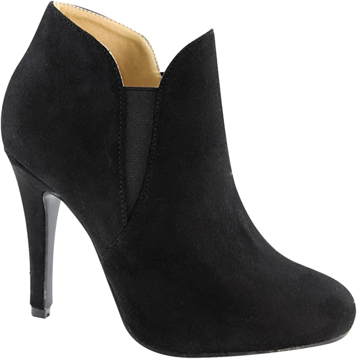 Bella Marie Kendall Women's Classic Chelsea style Round Toe Elastic Gore high heel Ankle Boots Booties