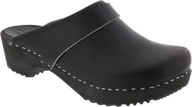 Bjork Maja Wood Open Back Leather Clogs