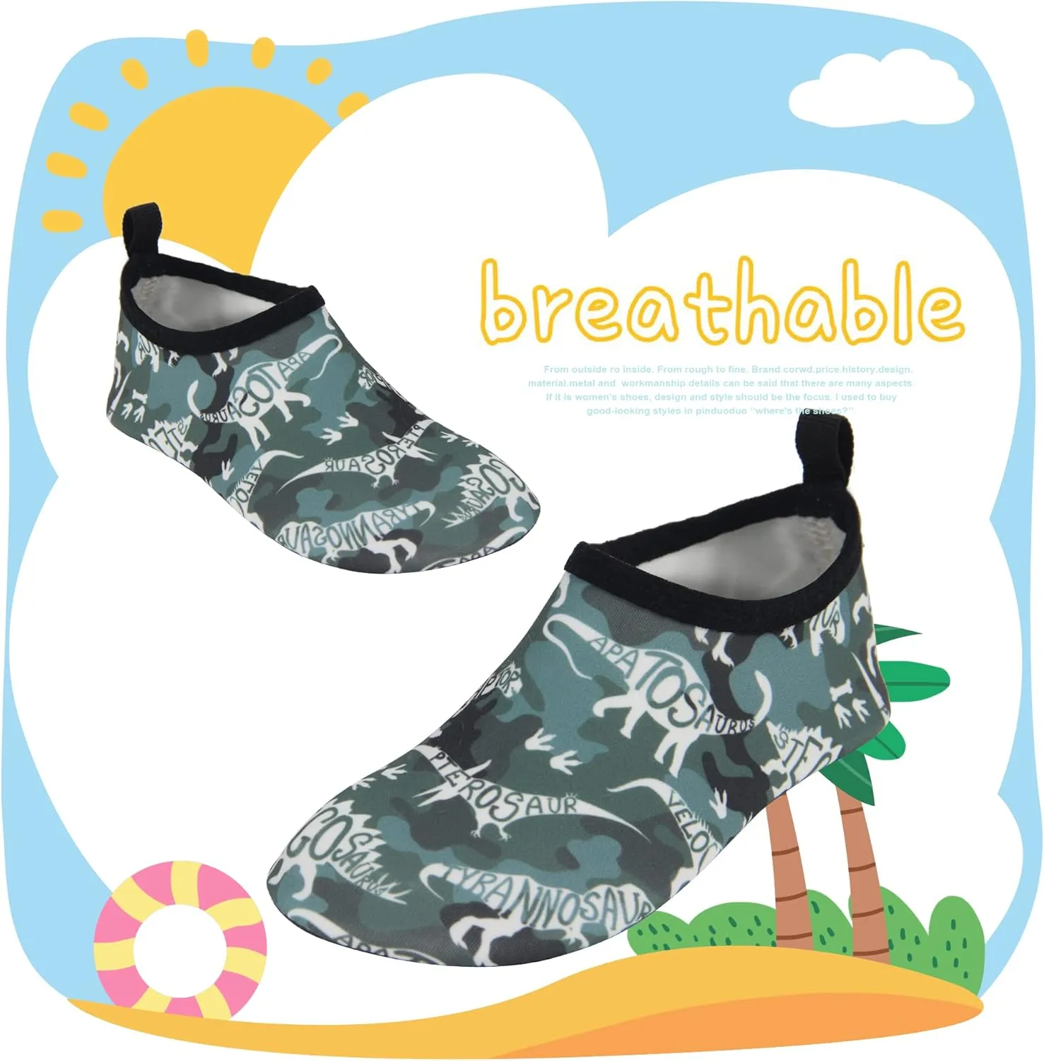 BomKinta Kids Water Shoes Boys Girls Barefoot Quick Dry Non-Slip Aqua Socks for Beach Swimming Pool