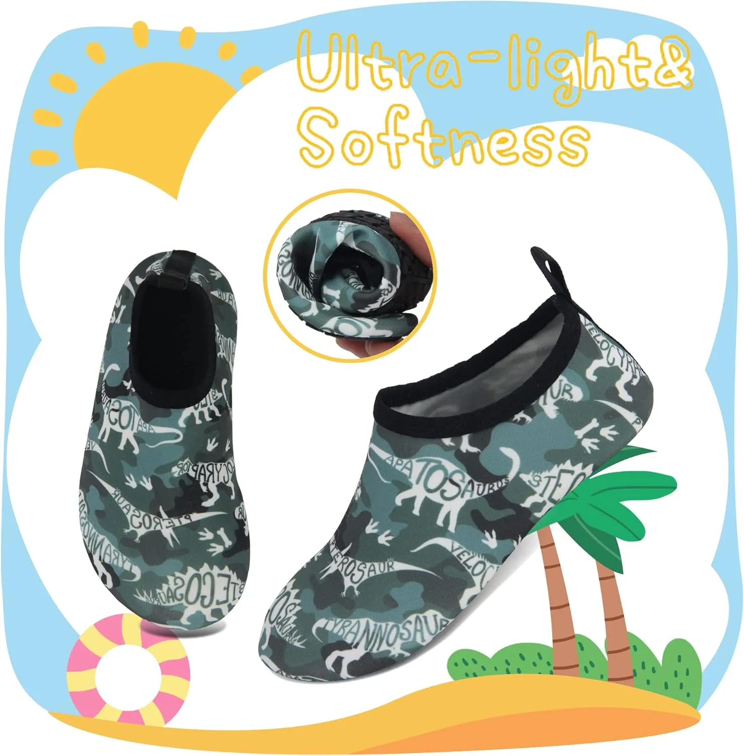 BomKinta Kids Water Shoes Boys Girls Barefoot Quick Dry Non-Slip Aqua Socks for Beach Swimming Pool