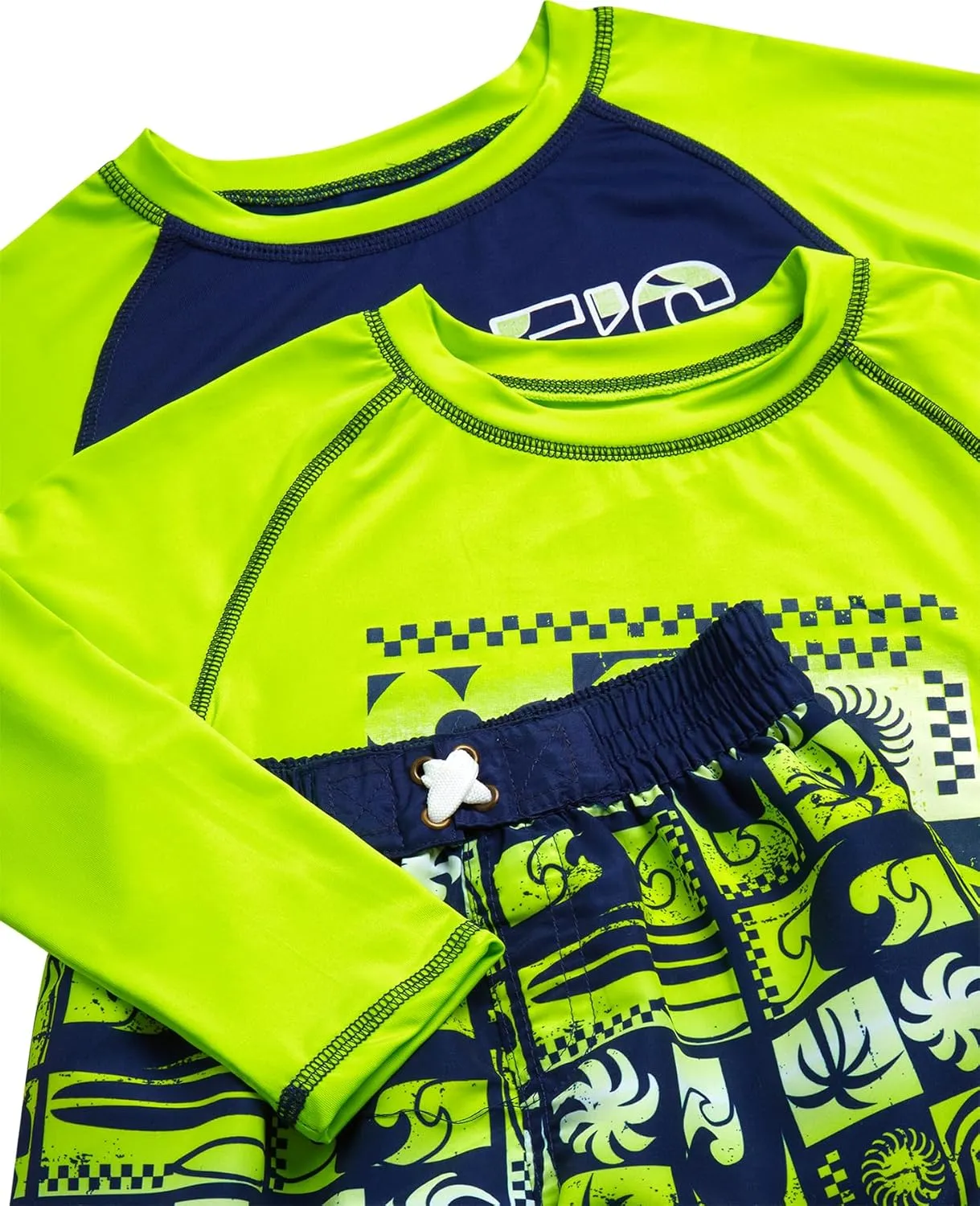 Boys Swim Set - 3 Piece Toddler Swim Trunks Boys Rash Guard Long Sleeve and Short Sleeve Kids Swimwear (2T-7)