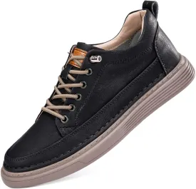 CERYTHRINA Elevator Shoes for Men - Height Increasing Sneakers, 2.5 Inches Taller, Leather Casual Shoes with Height Increase Insoles