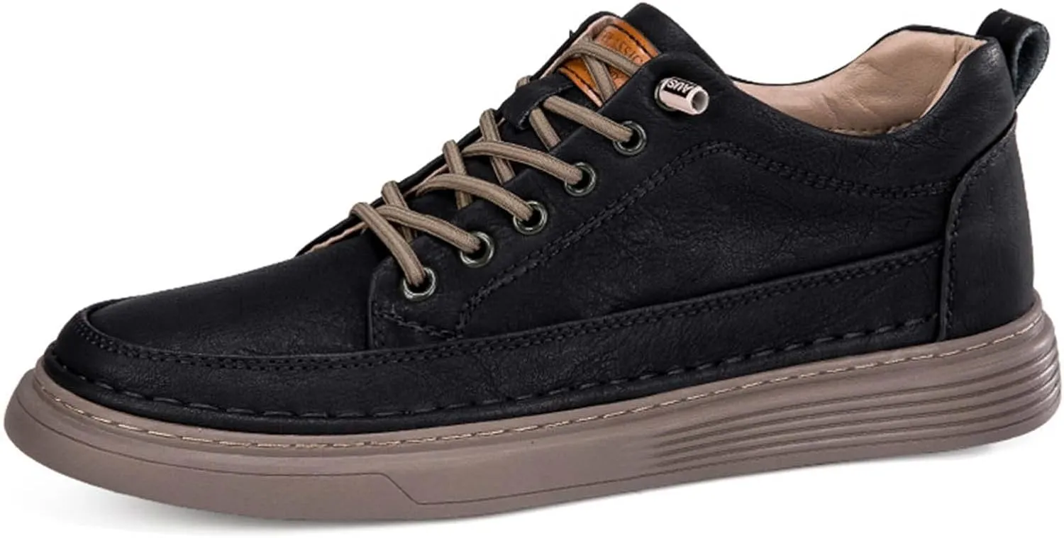 CERYTHRINA Elevator Shoes for Men - Height Increasing Sneakers, 2.5 Inches Taller, Leather Casual Shoes with Height Increase Insoles