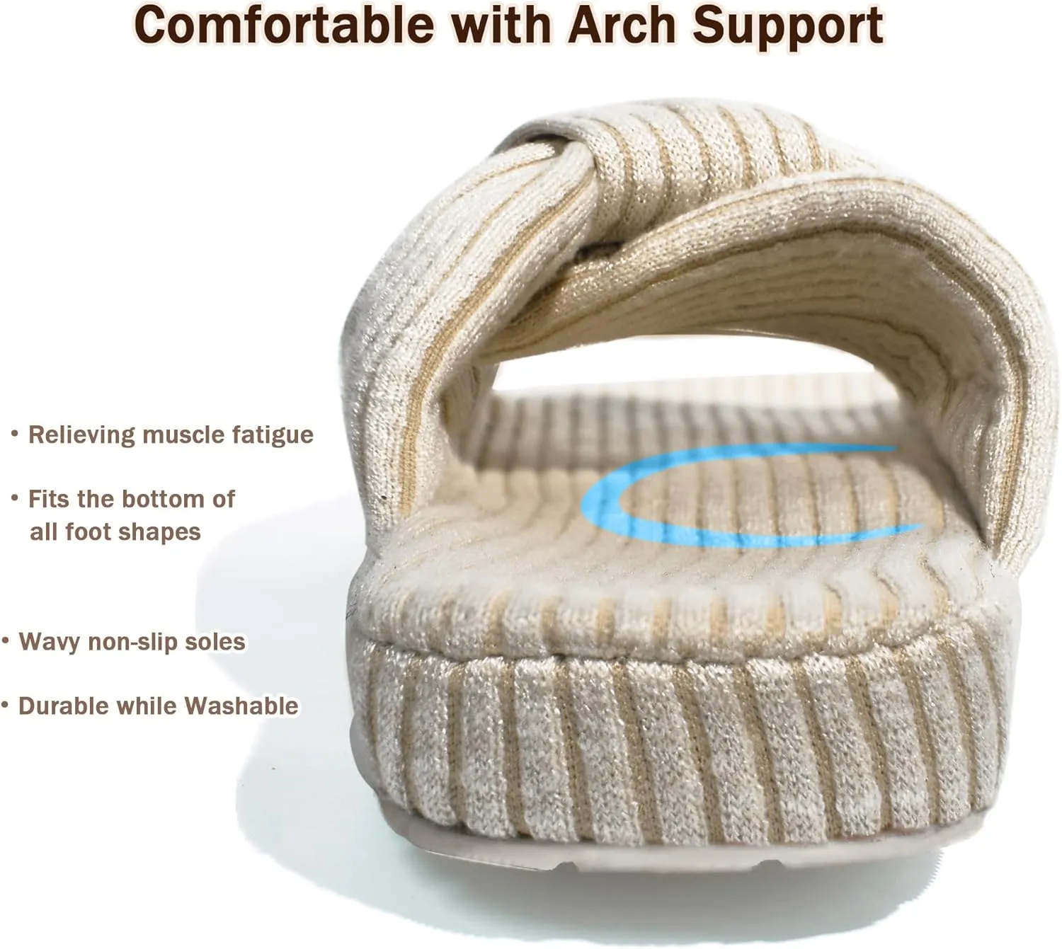 Cross Band House Slippers for Women, Memory Foam Platform with Arch Support Open Toe Bow, Comfy Cozy Trendy Gift Home Shoes for Indoor Outdoor Bedroom