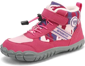 Dannto Kids Winter Snow Boots Boys Girls Wide Toe Box Warm Barefoot Hiking Shoes Fur Lined Outdoor Ankle Walking Boots