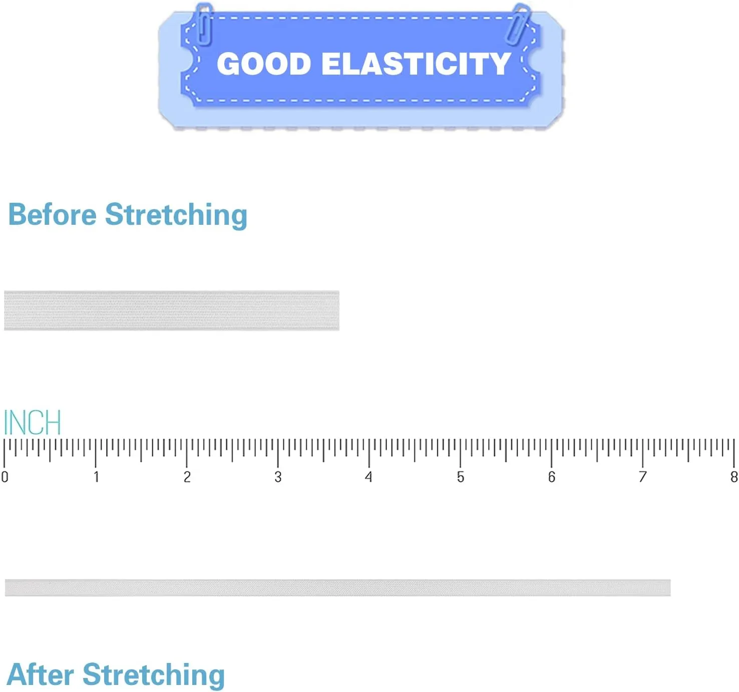 Elastic Band for Sewing 1/2 Inch Wide 12 Yards, Durable & Soft High Elasticity Stretch Elastic Bands Cord for Sewing, Waistbands, Pants, DIY Crafts, White