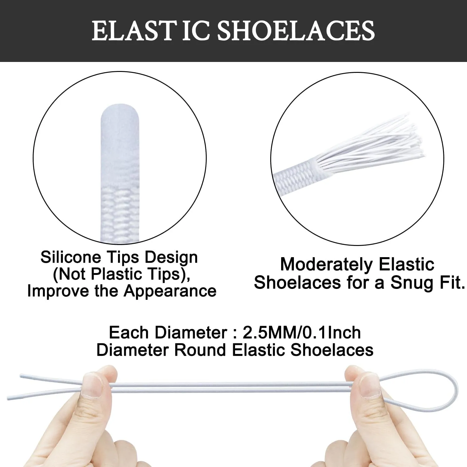 Elastic Shoelaces for ON Cloud 5 & 6 No Tie Replacements Shoes Laces Stretchy Bungee Running Training