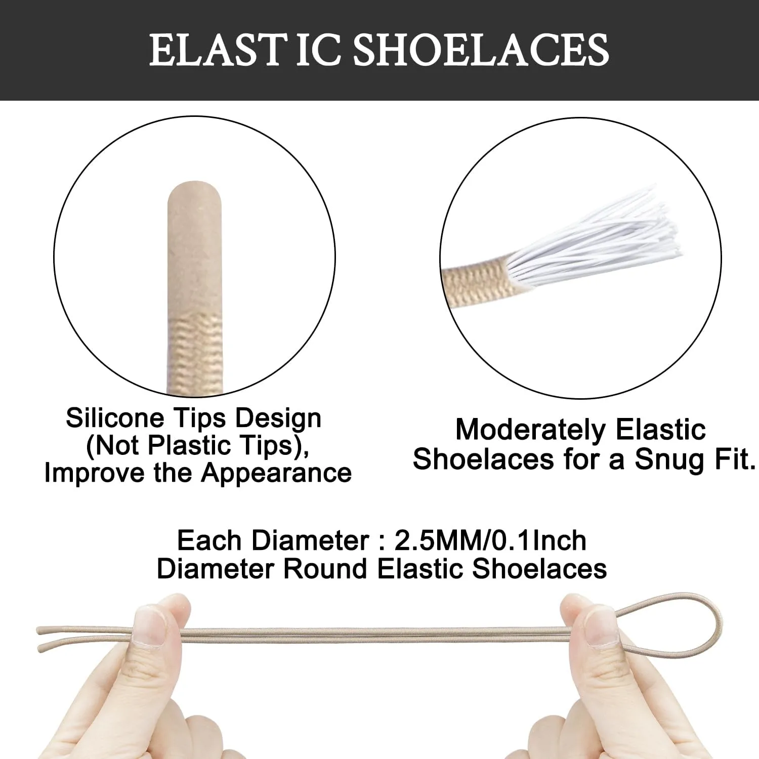 Elastic Shoelaces for ON Cloud 5 & 6 No Tie Replacements Shoes Laces Stretchy Bungee Running Training