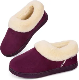 EverFoams Women's Faux Fur Bootie Slippers Ladies House Shoes with Bedroom Memory Foam and Indoor Outdoor Rubber Sole