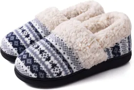 Evshine Women's Fuzzy Memory Foam Slippers, Closed Back Knit Bedroom Slippers, Slip-On Warm House Shoes for Indoor & Outdoor Comfort