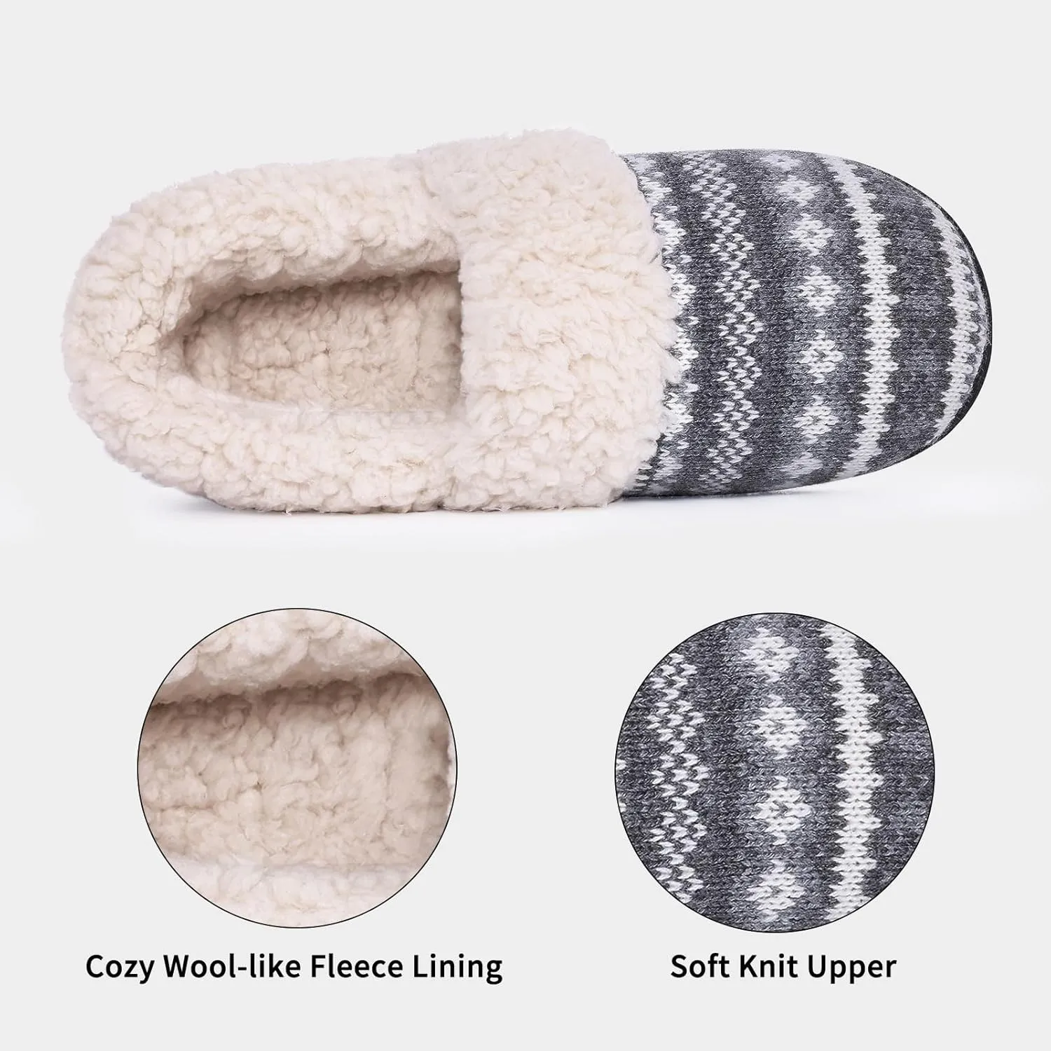 Evshine Women's Fuzzy Memory Foam Slippers, Closed Back Knit Bedroom Slippers, Slip-On Warm House Shoes for Indoor & Outdoor Comfort