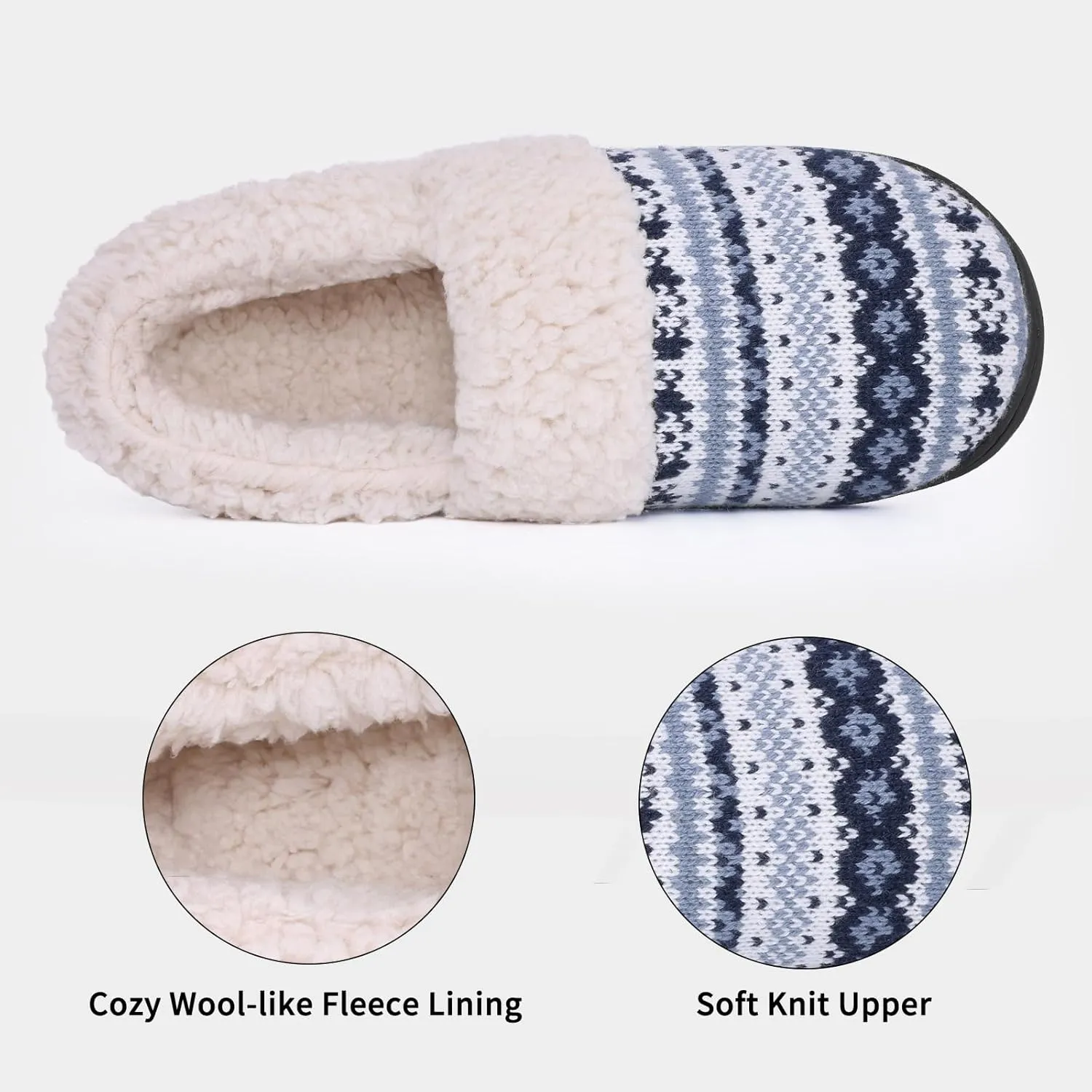 Evshine Women's Fuzzy Memory Foam Slippers, Closed Back Knit Bedroom Slippers, Slip-On Warm House Shoes for Indoor & Outdoor Comfort