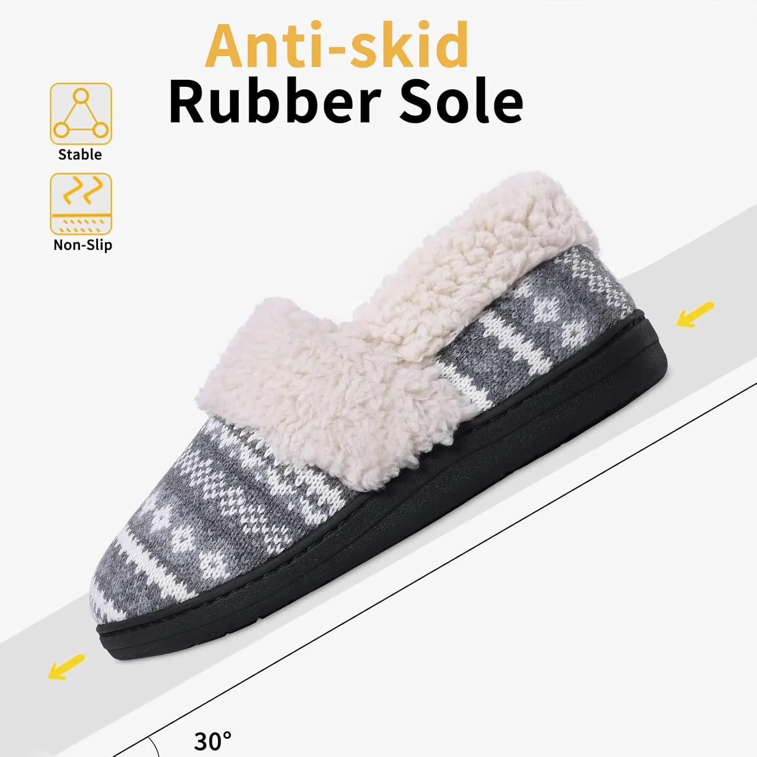Evshine Women's Fuzzy Memory Foam Slippers, Closed Back Knit Bedroom Slippers, Slip-On Warm House Shoes for Indoor & Outdoor Comfort