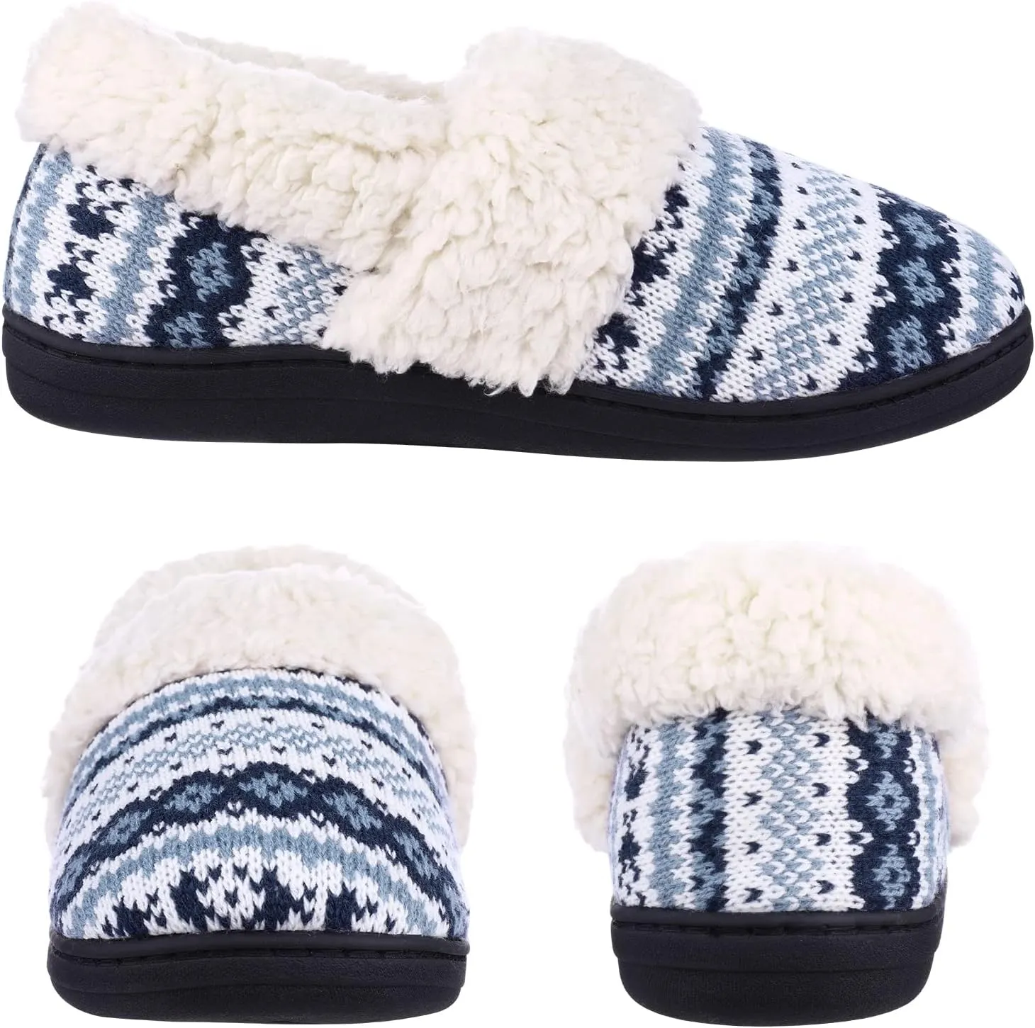 Evshine Women's Fuzzy Memory Foam Slippers, Closed Back Knit Bedroom Slippers, Slip-On Warm House Shoes for Indoor & Outdoor Comfort