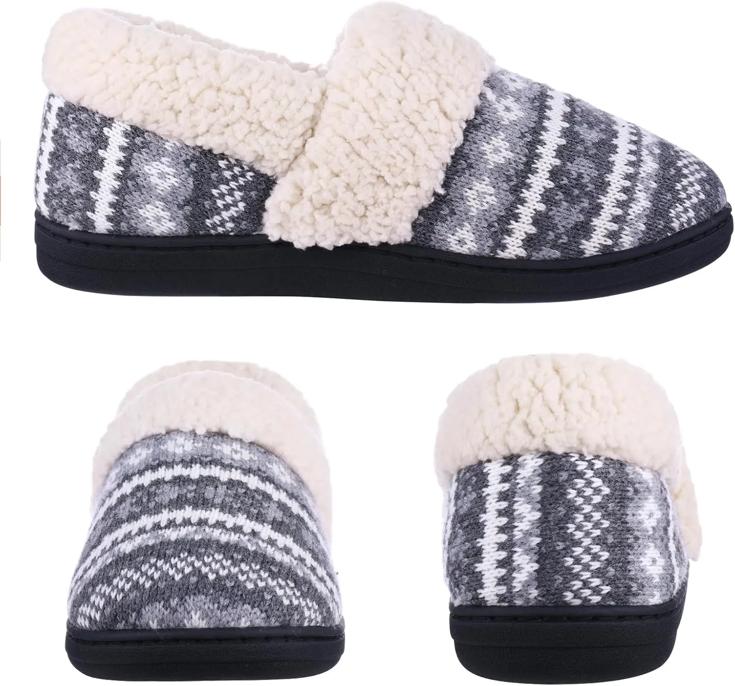 Evshine Women's Fuzzy Memory Foam Slippers, Closed Back Knit Bedroom Slippers, Slip-On Warm House Shoes for Indoor & Outdoor Comfort