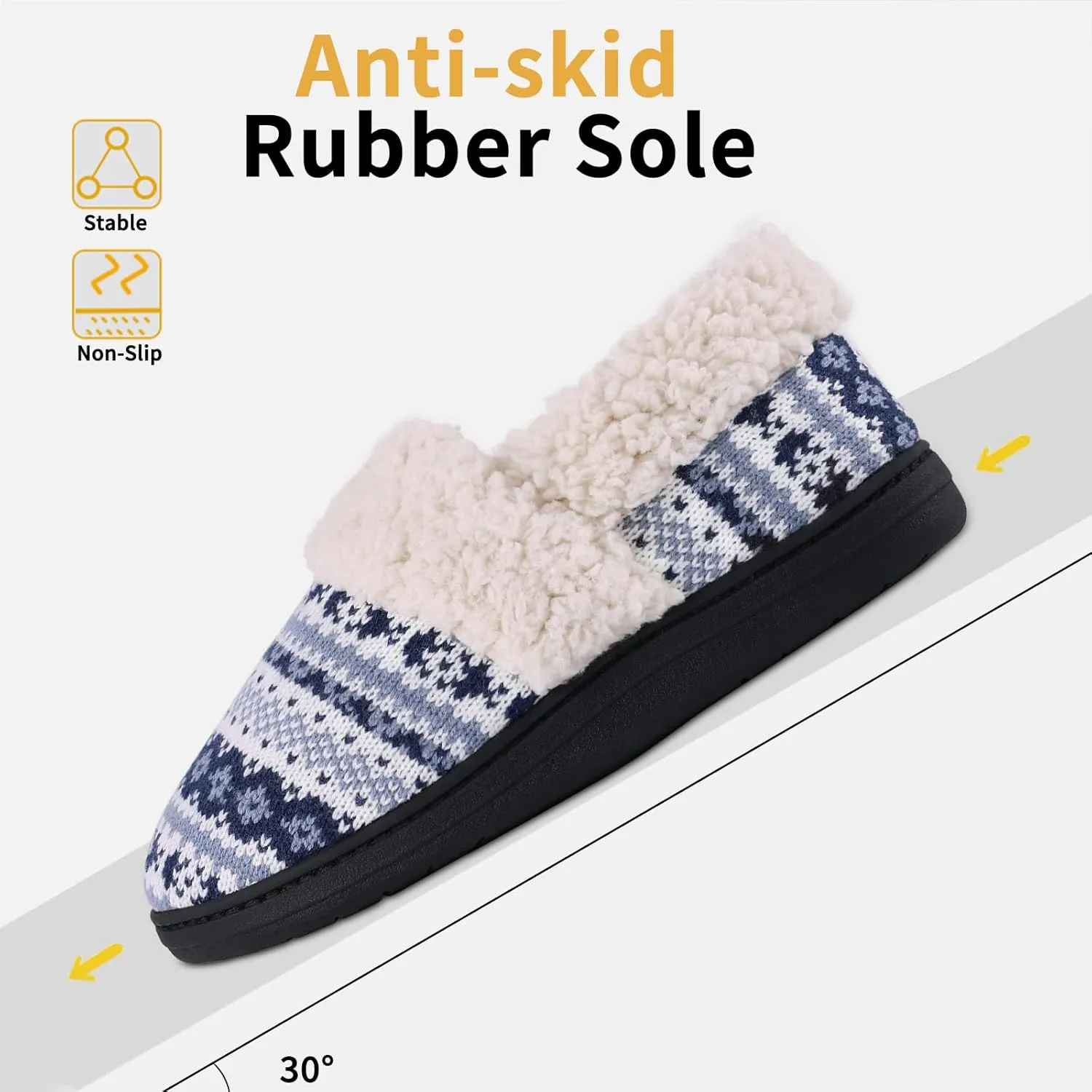 Evshine Women's Fuzzy Memory Foam Slippers, Closed Back Knit Bedroom Slippers, Slip-On Warm House Shoes for Indoor & Outdoor Comfort