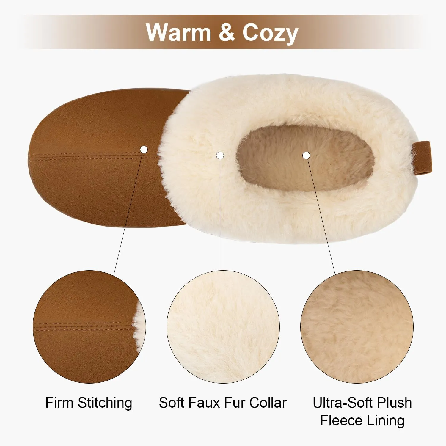FamilyFairy Women Memory Foam Bootie Slippers, Warm Cozy Micro Suede Slipper Boots with Fuzzy Plush Lining and Collar, Winter Non Slip House Shoes for Indoor Outdoor