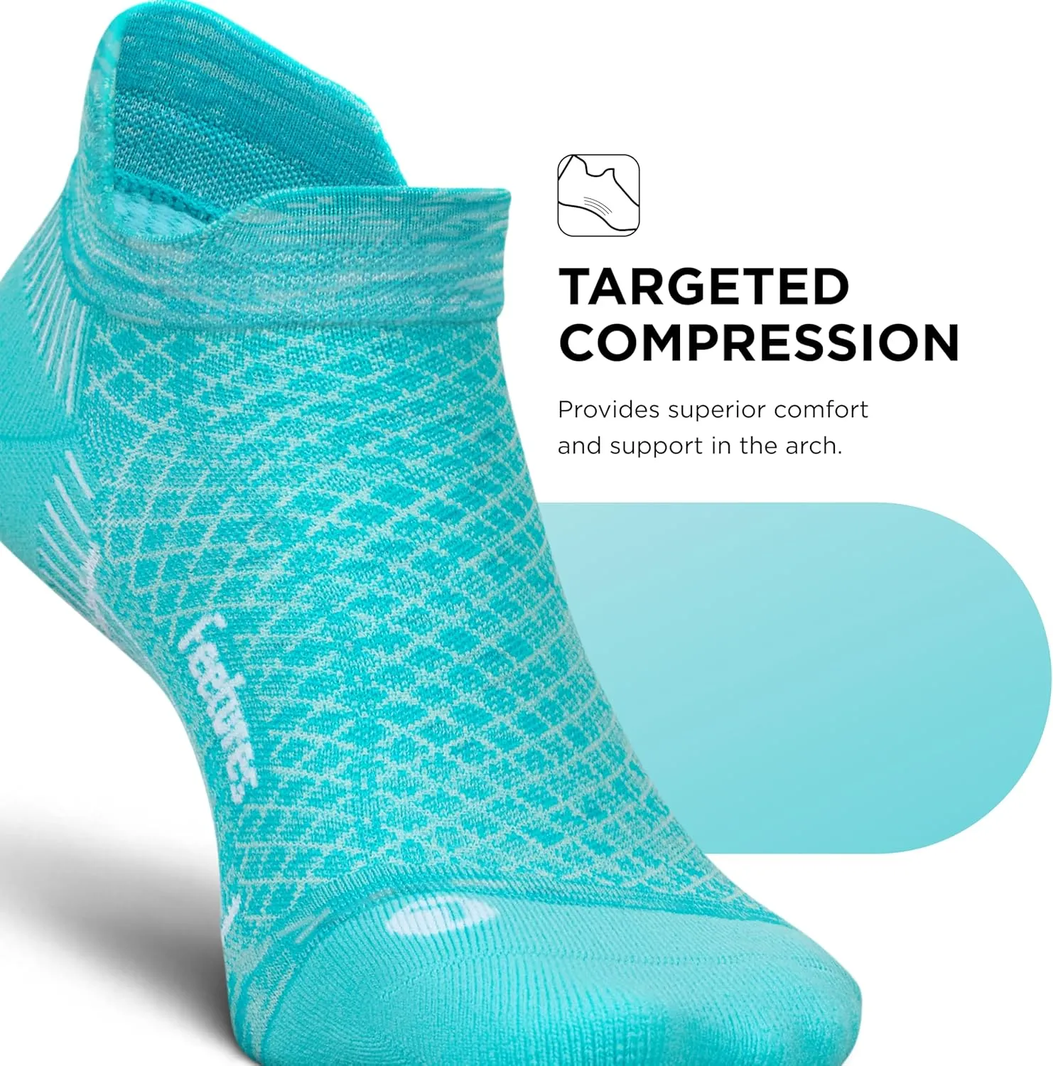 Feetures Plantar Fasciitis Relief Sock Light Cushion No Show Tab - Targeted Compression Sock for Women & Men