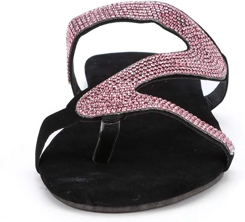 Flip Flops for Women Beach Summer Thong Flat Sandals Rhinestone Dressy Casual Slides Comfortable Walking Slippers