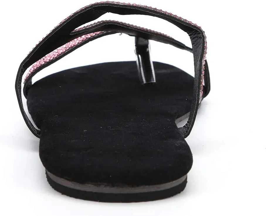 Flip Flops for Women Beach Summer Thong Flat Sandals Rhinestone Dressy Casual Slides Comfortable Walking Slippers