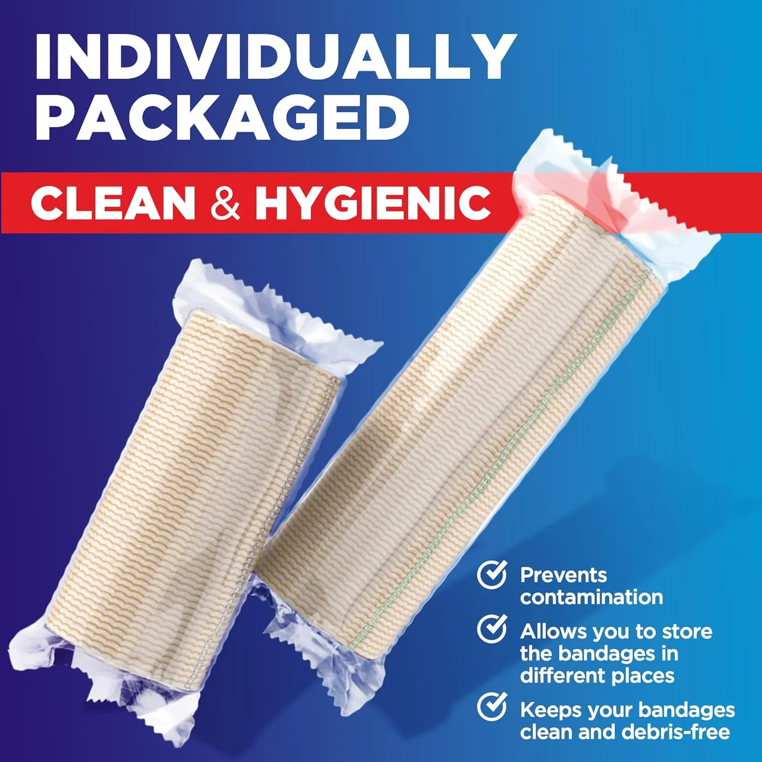 High-Performance Elastic Bandage Wrap - 6 Pack (2x2in, 2x3in, 2x4in) - Self-Closing Strong Compression Bandage Wrap for Feet, Ankles, Wrists, and Knees