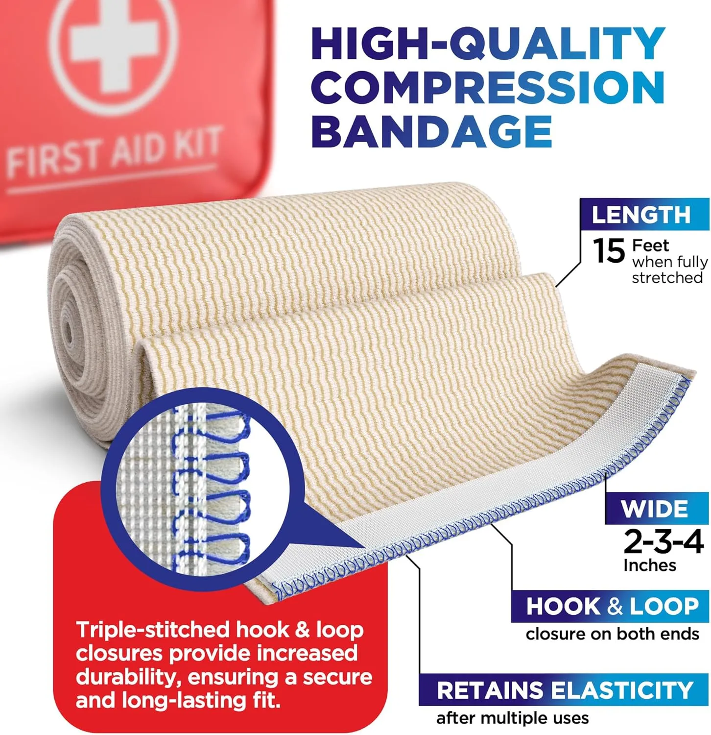 High-Performance Elastic Bandage Wrap - 6 Pack (2x2in, 2x3in, 2x4in) - Self-Closing Strong Compression Bandage Wrap for Feet, Ankles, Wrists, and Knees