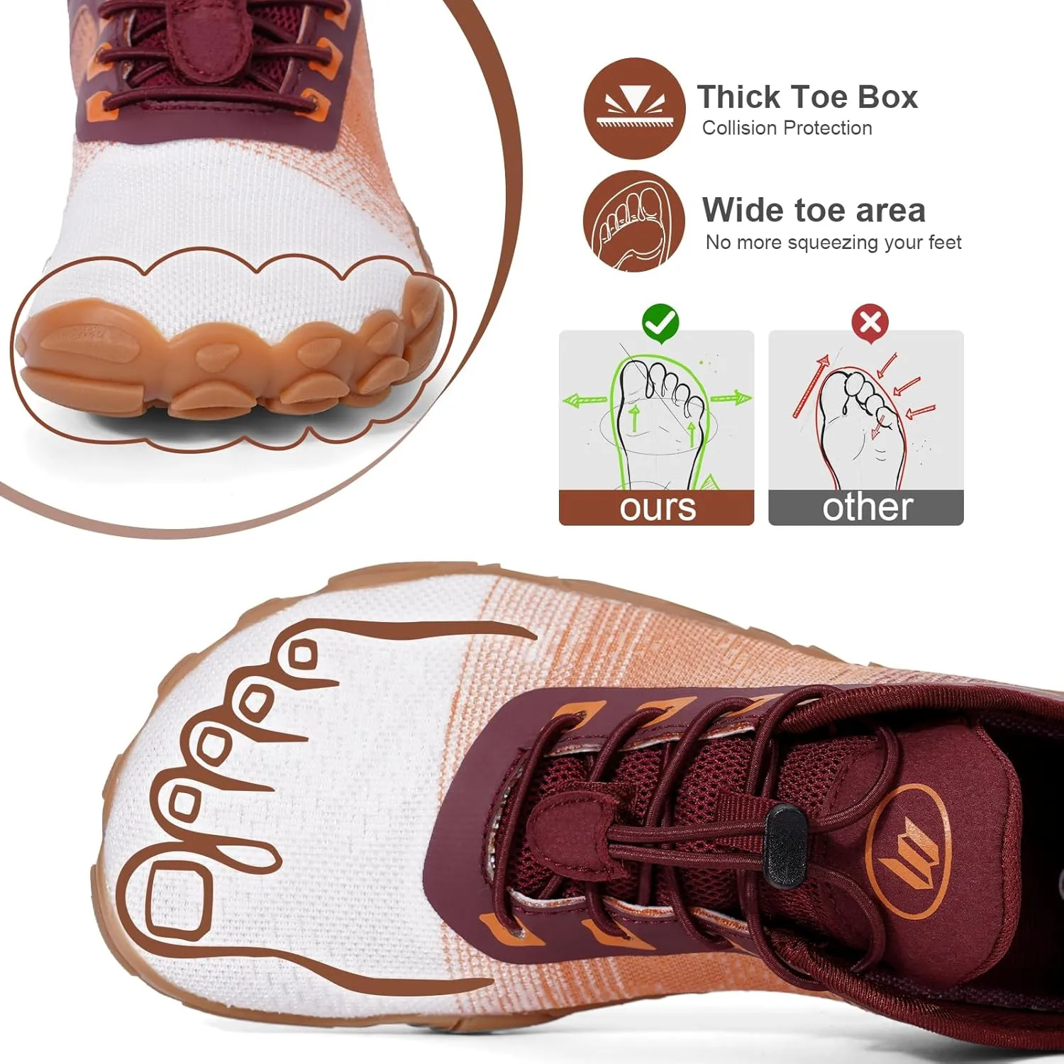 Hike Barefoot Shoes Women Men Footwear Minimalist Healthy Wide Toe Box Zero Drop Non-Slip Grounding Shoes for Walking Gym Workout Trail Running Grounded Footwear