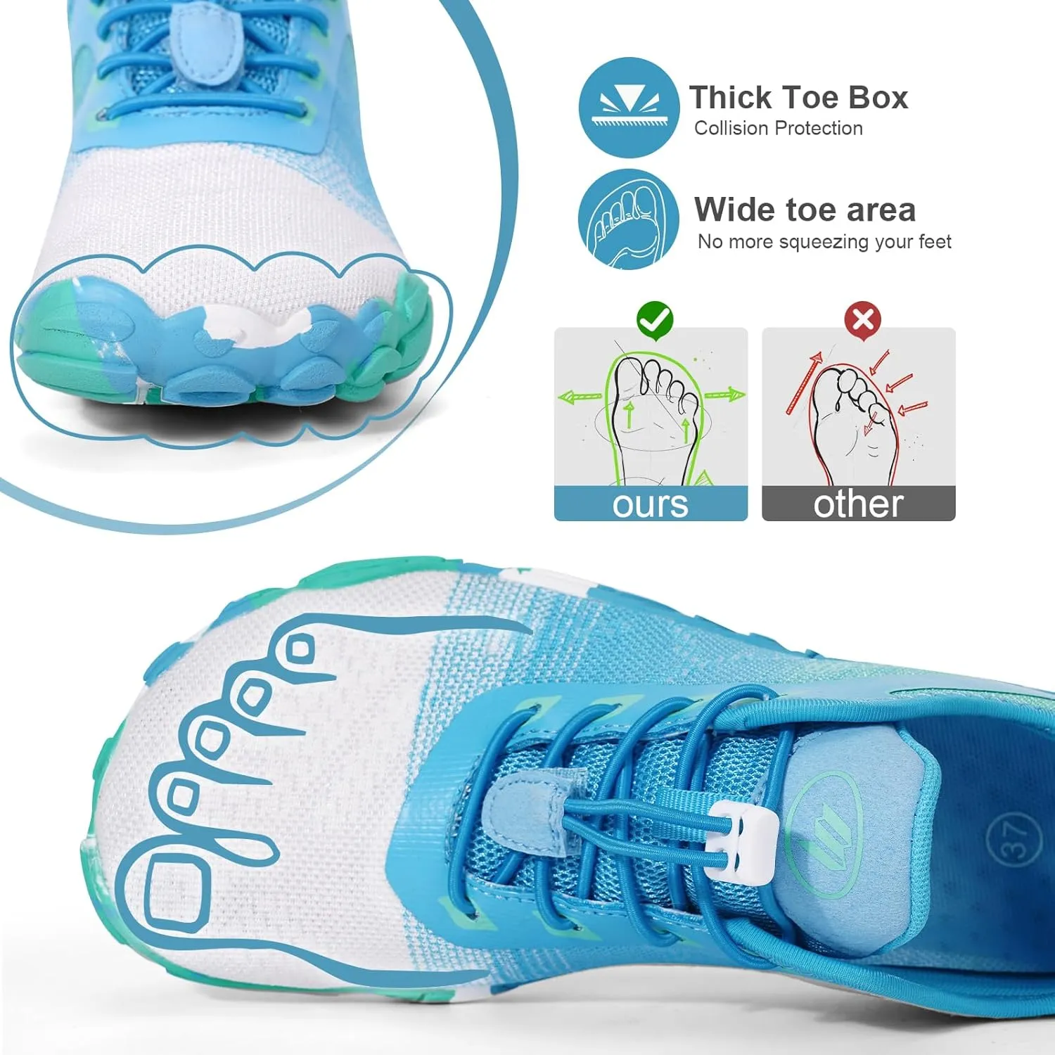 Hike Barefoot Shoes Women Men Footwear Minimalist Healthy Wide Toe Box Zero Drop Non-Slip Grounding Shoes for Walking Gym Workout Trail Running Grounded Footwear