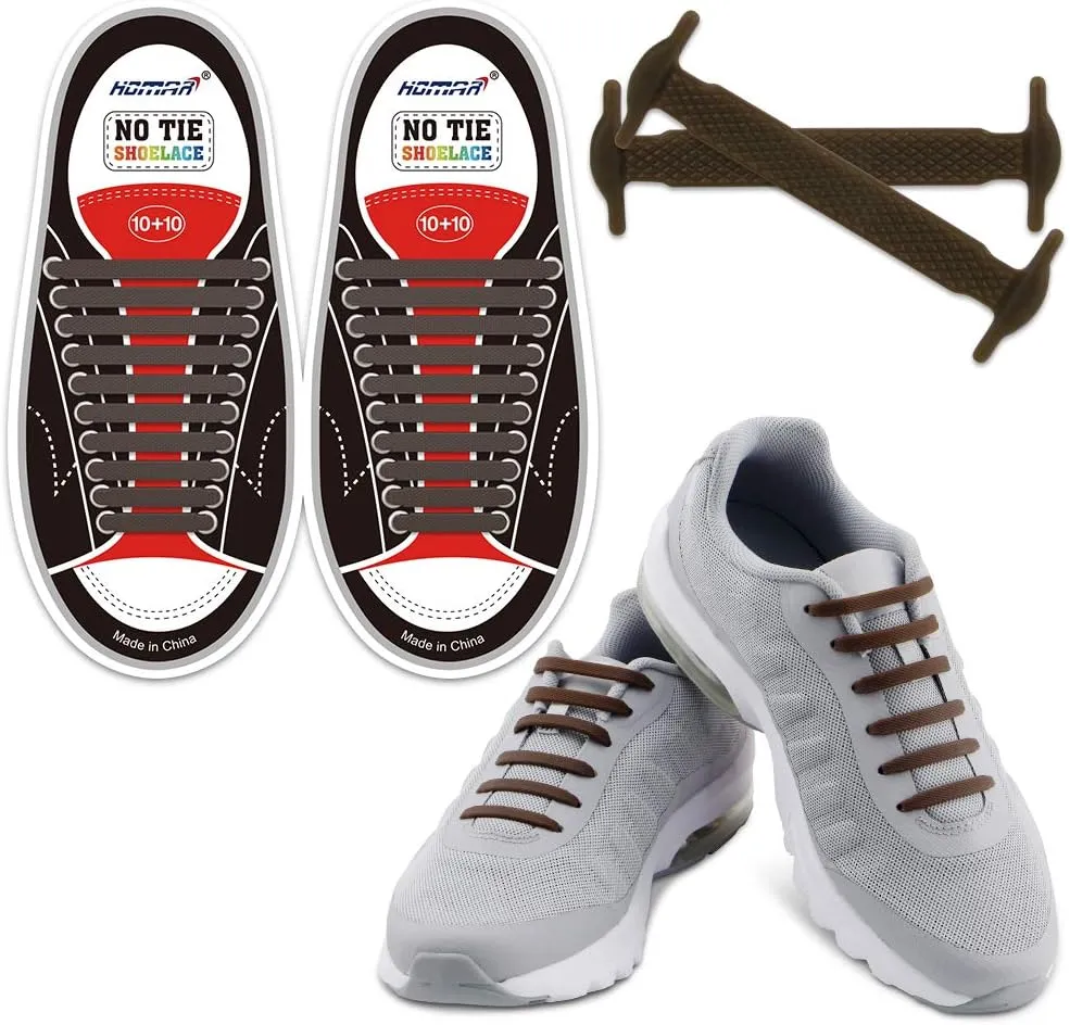 HOMAR No Tie Shoelaces for Kids and Adults Stretch Silicone Elastic No Tie Shoe Laces