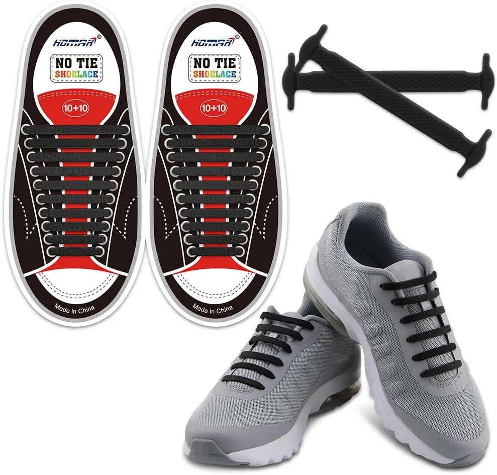 HOMAR No Tie Shoelaces for Kids and Adults Stretch Silicone Elastic No Tie Shoe Laces