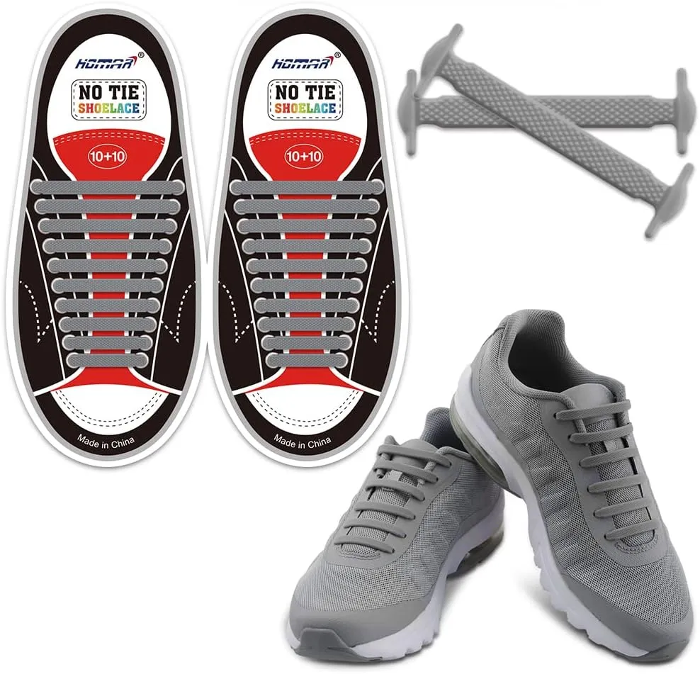 HOMAR No Tie Shoelaces for Kids and Adults Stretch Silicone Elastic No Tie Shoe Laces