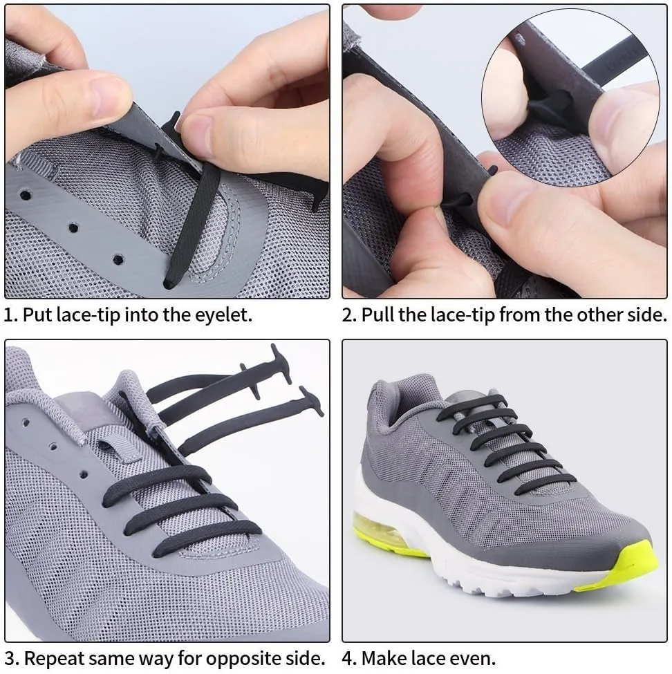 HOMAR No Tie Shoelaces for Kids and Adults Stretch Silicone Elastic No Tie Shoe Laces