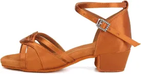 HROYL Girl's Latin Dance Shoes Low Heel Pratice Salsa Ballroom Dancing Shoes,Model 3038-GBTL