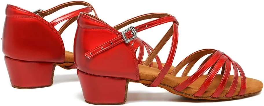 HROYL Girl's Latin Dance Shoes Low Heel Salsa Bachata Pratice Proformence Ballroom Dancing Shoes,Model 202-DB