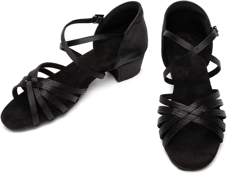 HROYL Girl's Latin Dance Shoes Low Heel Salsa Bachata Pratice Proformence Ballroom Dancing Shoes,Model 202-DB