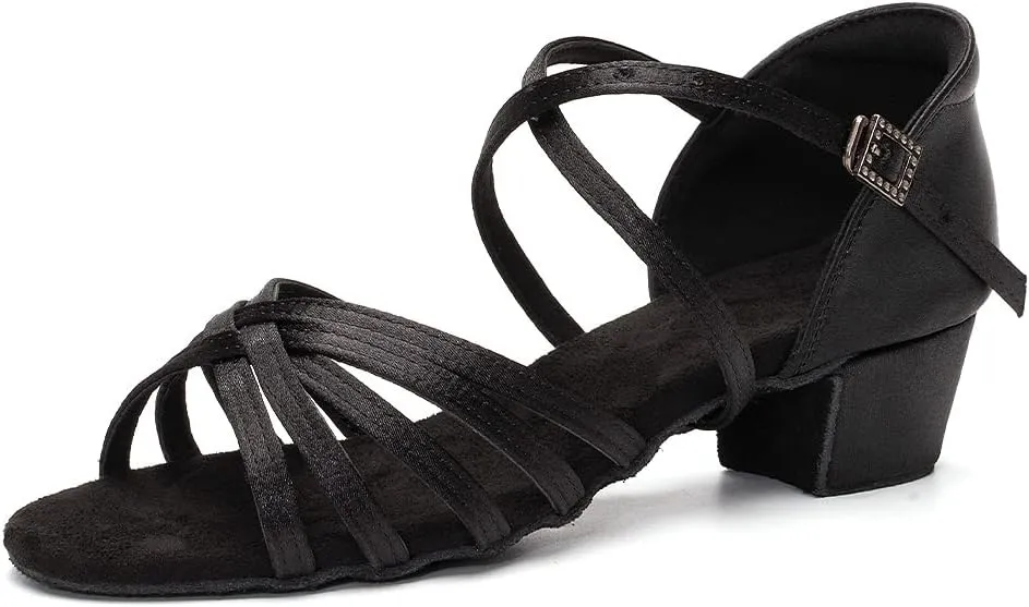 HROYL Girl's Latin Dance Shoes Low Heel Salsa Bachata Pratice Proformence Ballroom Dancing Shoes,Model 202-DB
